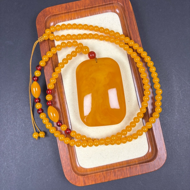 W130 【藏收级】藏族精工打磨大无事牌项链珠珠链6mm