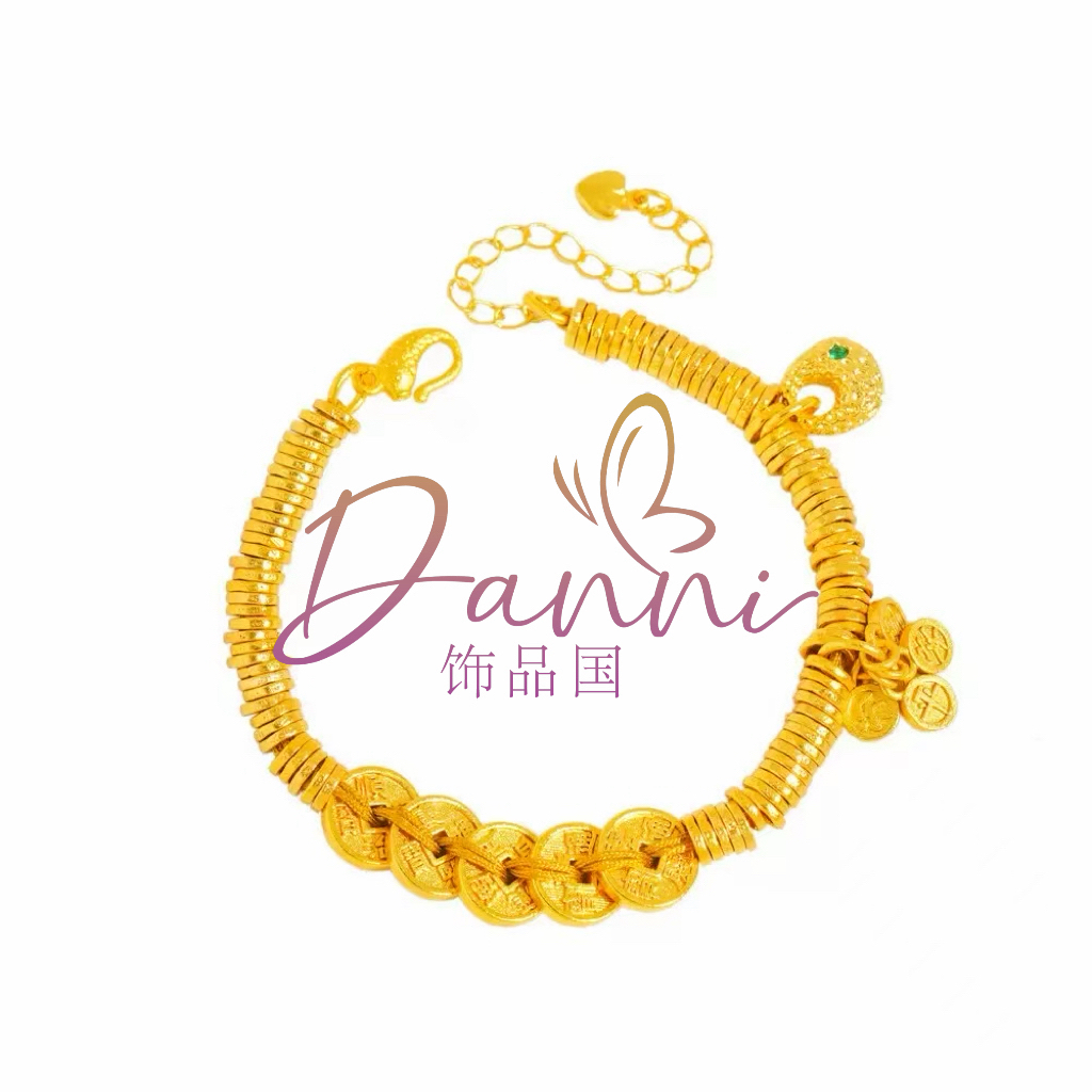 铜合金手链 Danni 喜乐五帝钱盘缠手链