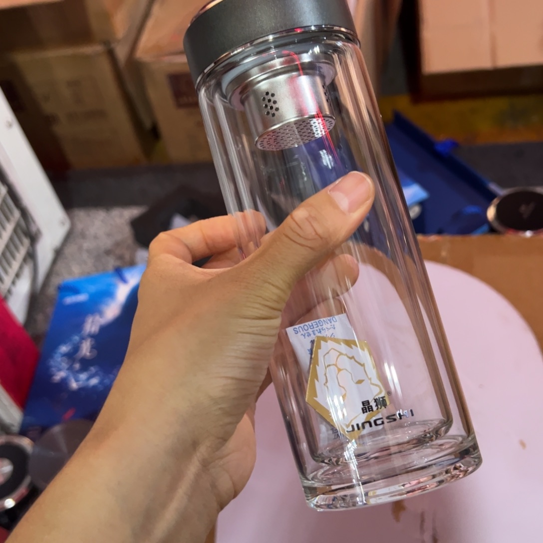 晶双层玻璃杯370玻璃杯橄榄绿色370