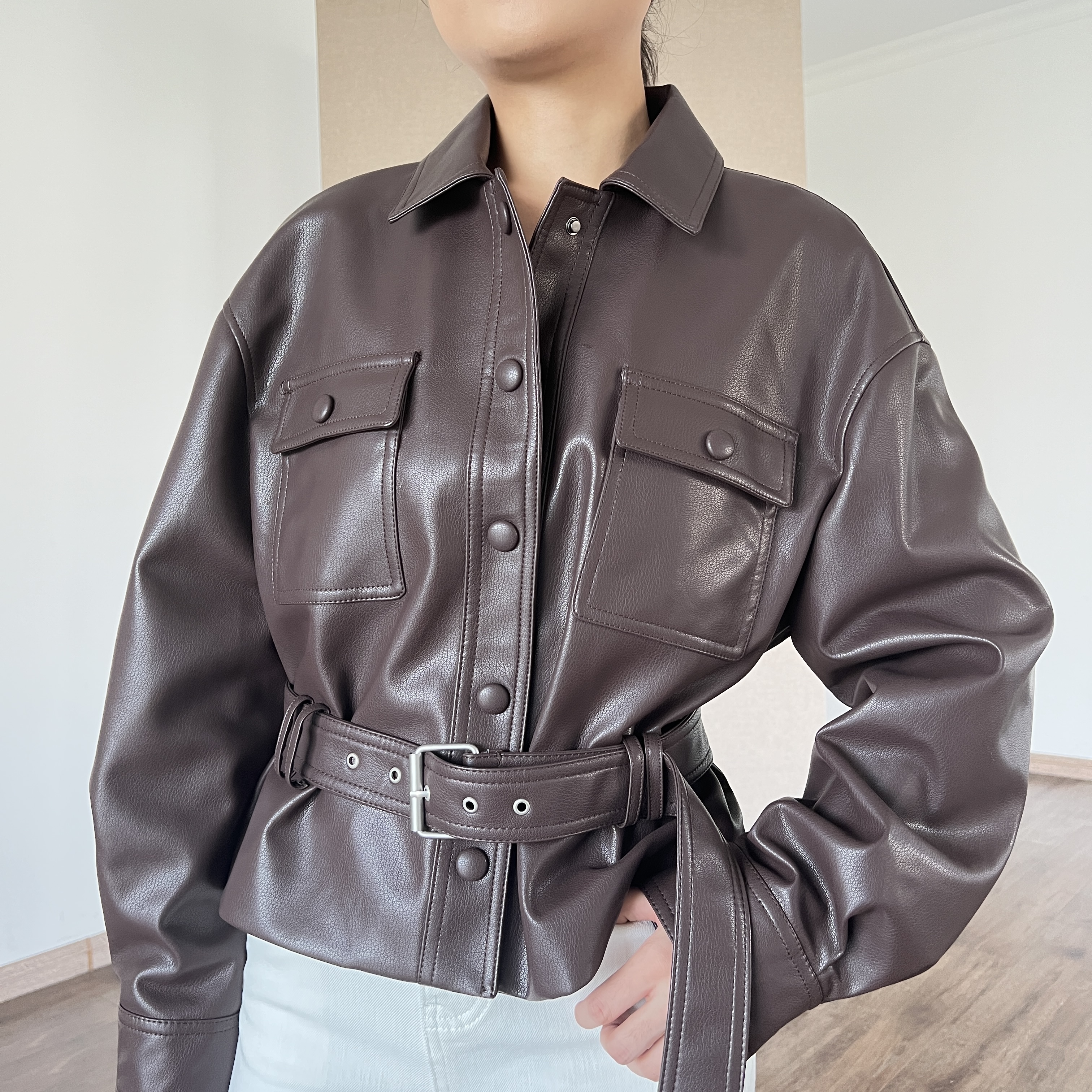 明星同款腰带羊皮皮衣