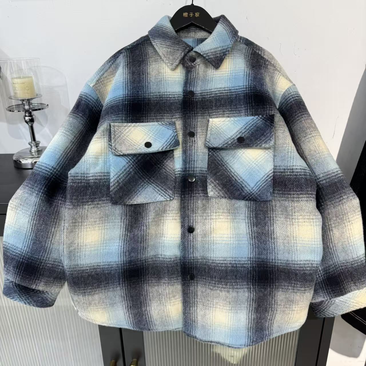 橙子童装 格子夹棉外套