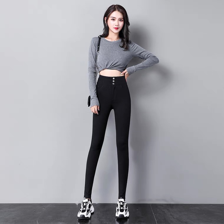 008X【重磅新款】时尚简约黑色修身显瘦魔术小黑裤