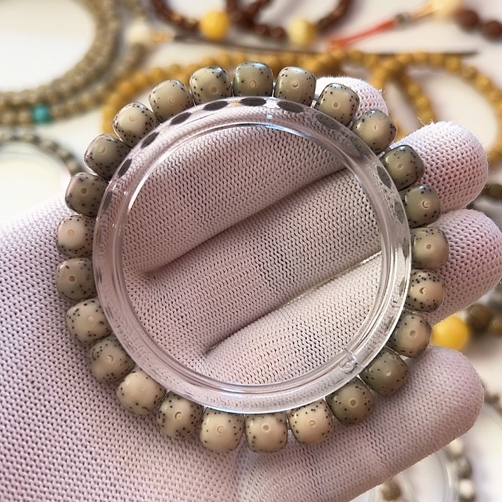 天然星月菩提石玉料单圈