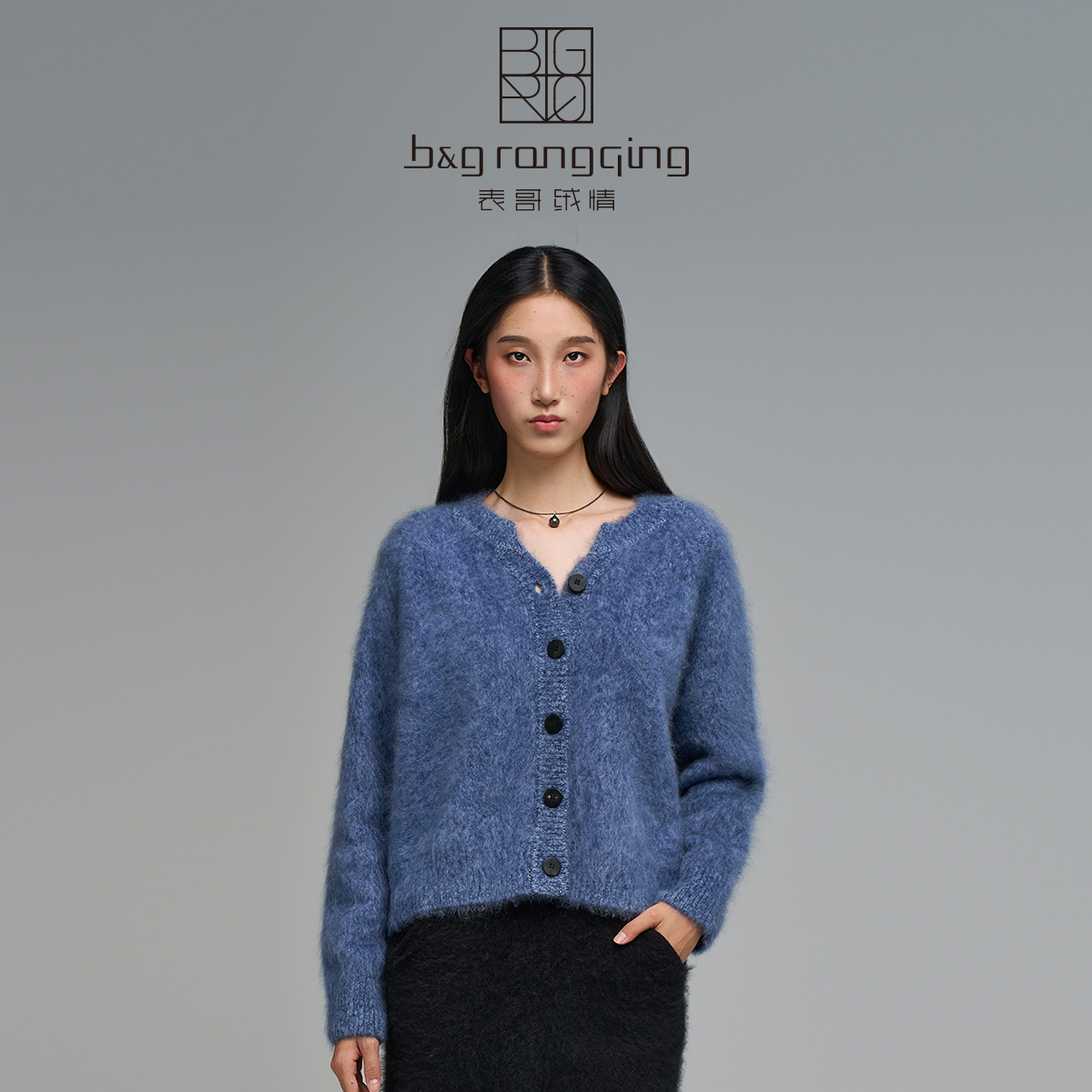 表哥绒情【约定】姐们喜欢的款式100山羊绒V领花纱开衫羊绒