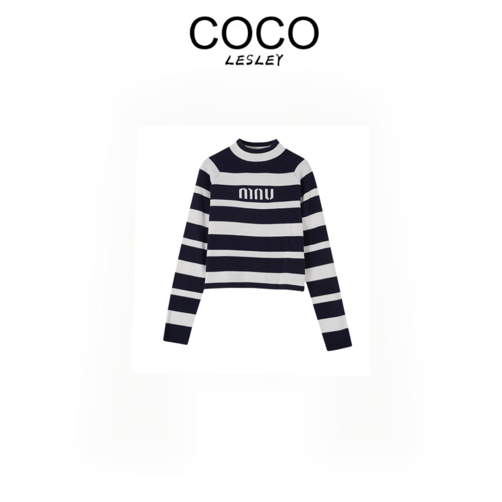 【COCO LESLEY】 时尚百搭毛衣 3098蓝白条纹