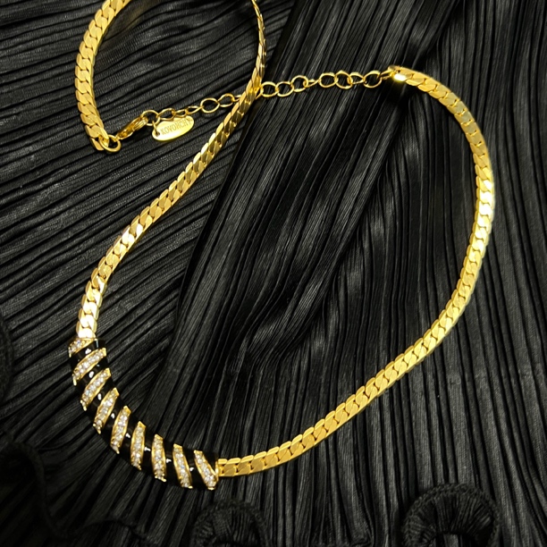 钛钢项链 【大G精选】“雕刻” 简约设计感金色项链