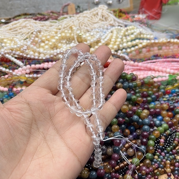 玛瑙/玉髓珠宝半成品未镶嵌一条6mm净体白水晶