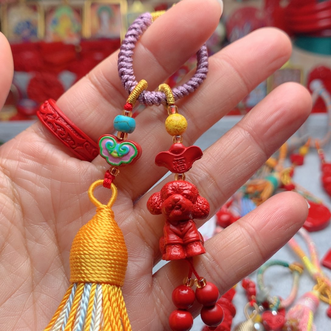 天然辰砂工艺品朱砂钥匙扣