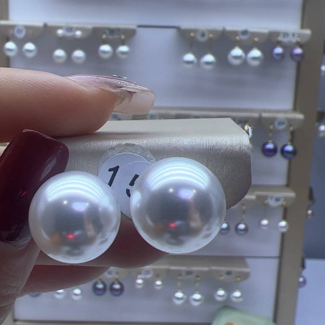 淡水珍珠耳饰18K金镶嵌