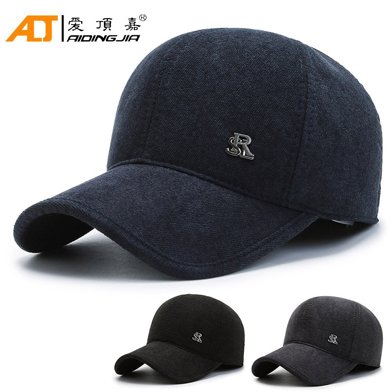 新款男士鸭舌帽子秋冬款户外跑步运动保暖加厚护耳朵棒球帽