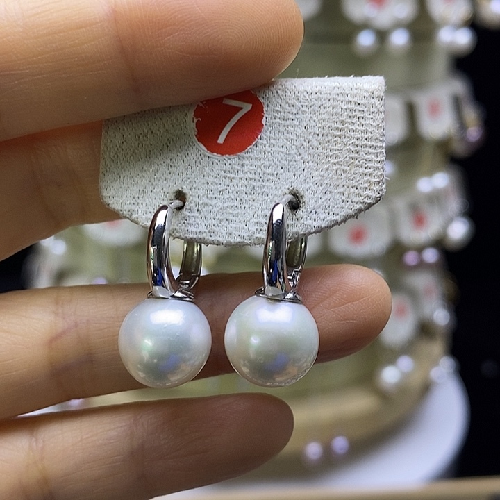 淡水珍珠耳饰银S925镶嵌