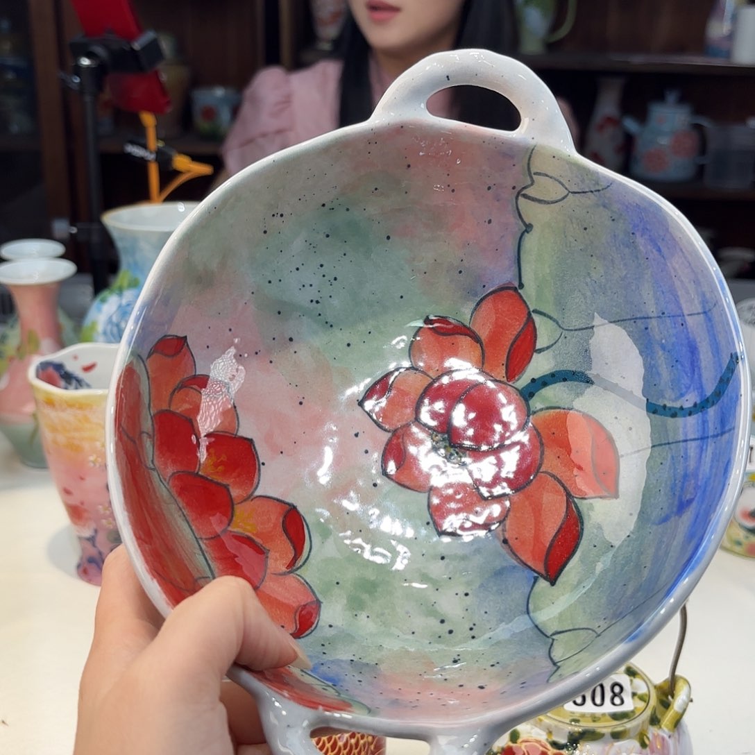 瓷片景德镇手绘高温釉下彩陶瓷茶具