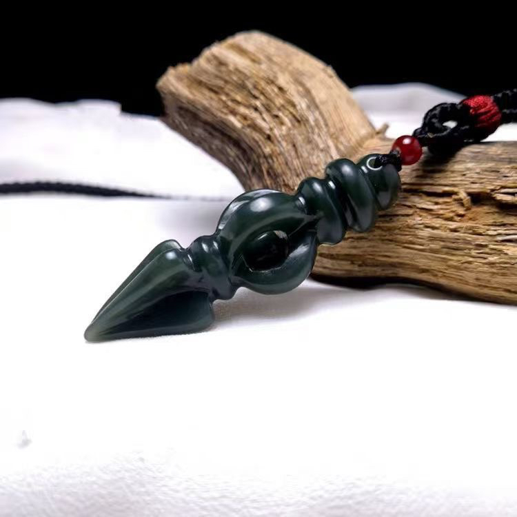 保证纯天然和田玉青玉降魔杵玉石挂件男女通用款