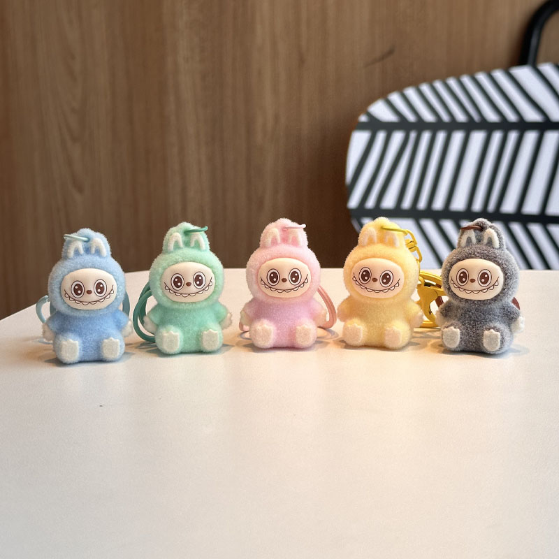 拉布布植绒小动物钥匙扣包包挂件毛绒玩偶桌面车载摆件创意小礼品
