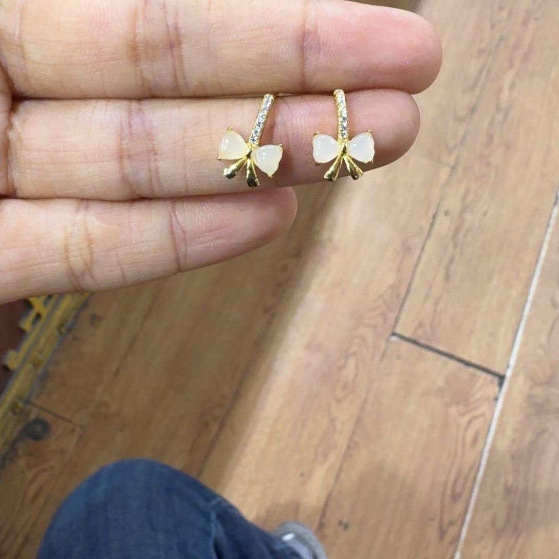 和田玉银S925镀金镶嵌耳饰