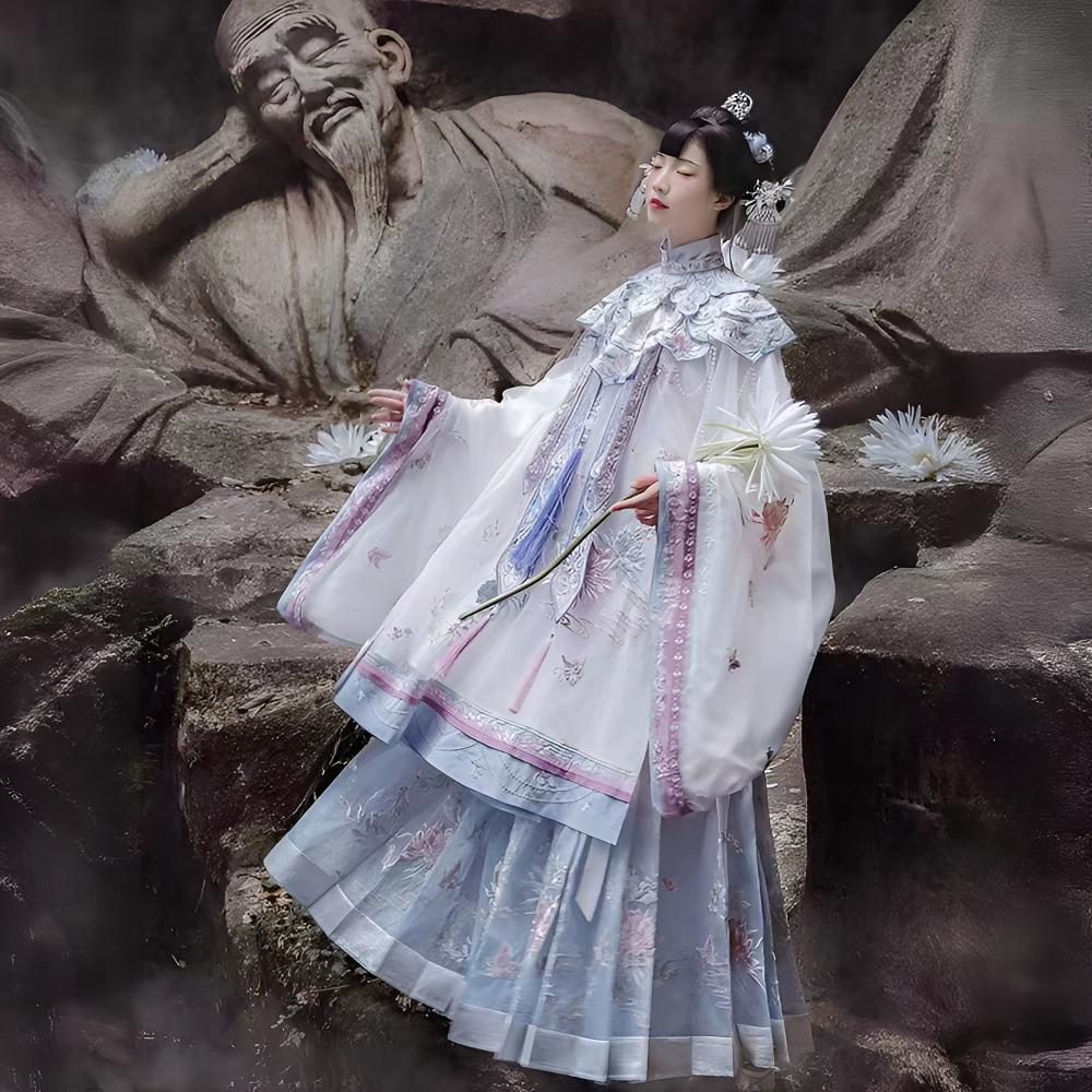 【昙花一梦】明制云肩汉服长衫超重工刺绣马面裙立领新款超仙女套装