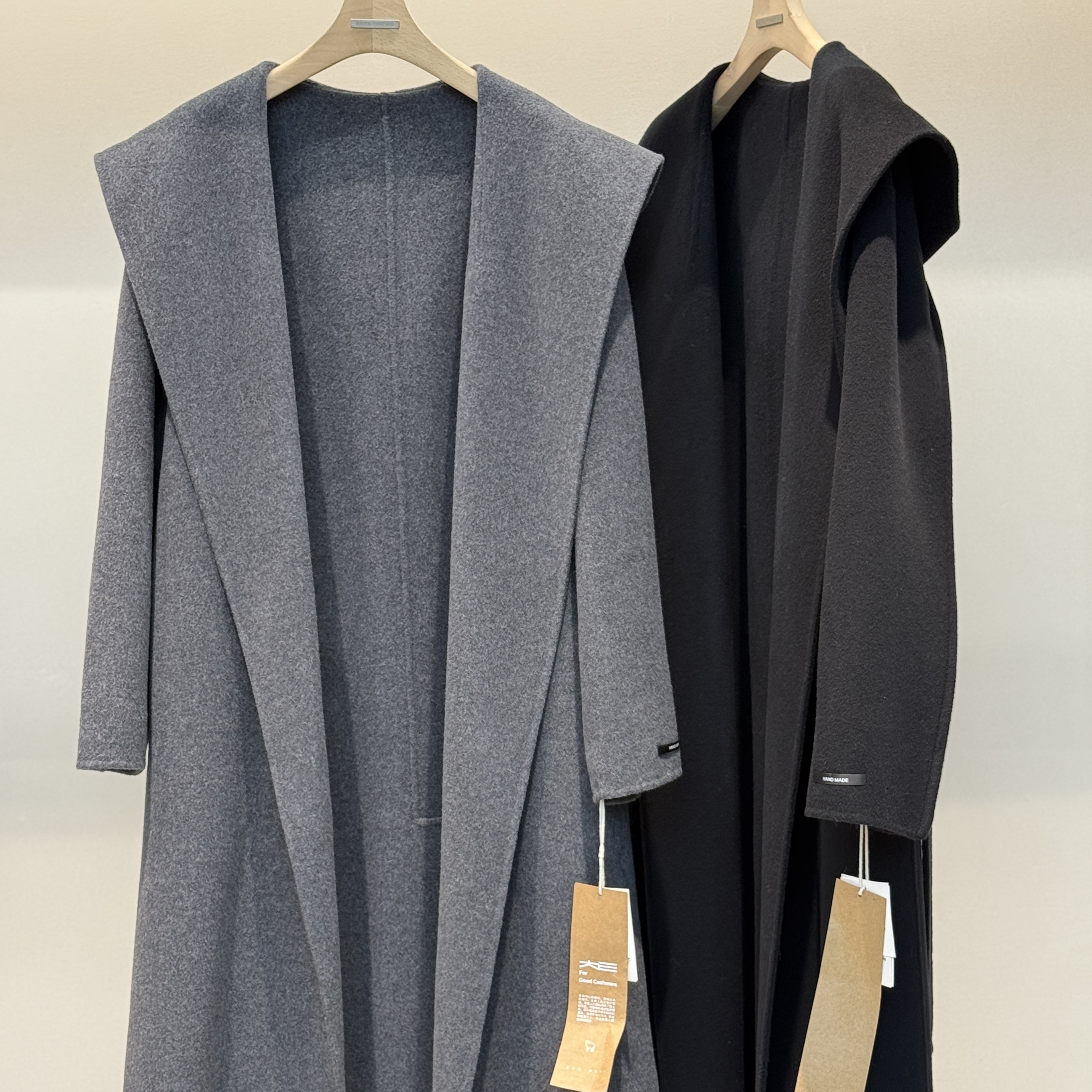 2025秋冬时尚浴袍长款连帽双面羊绒翻领气质宽松轻奢洋气大衣