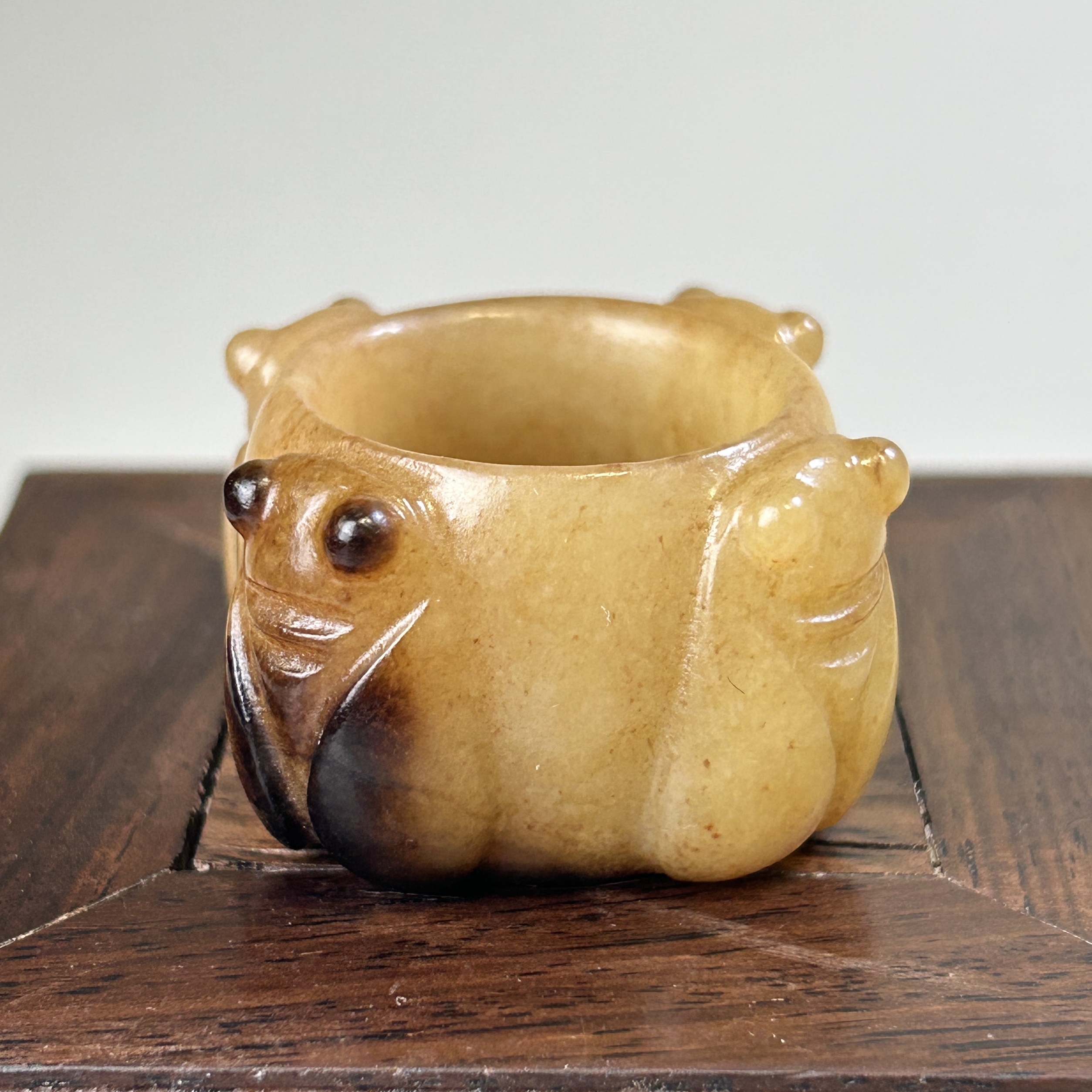 明代新疆和田玉黄玉玉蝉扳指4708