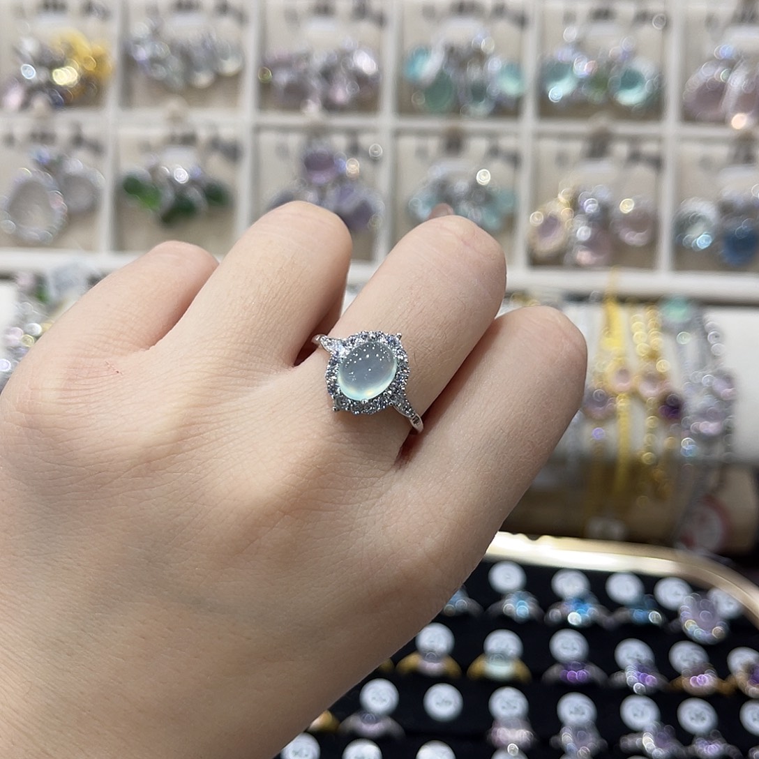 是***吗蛇纹石玉银S925镶嵌戒指