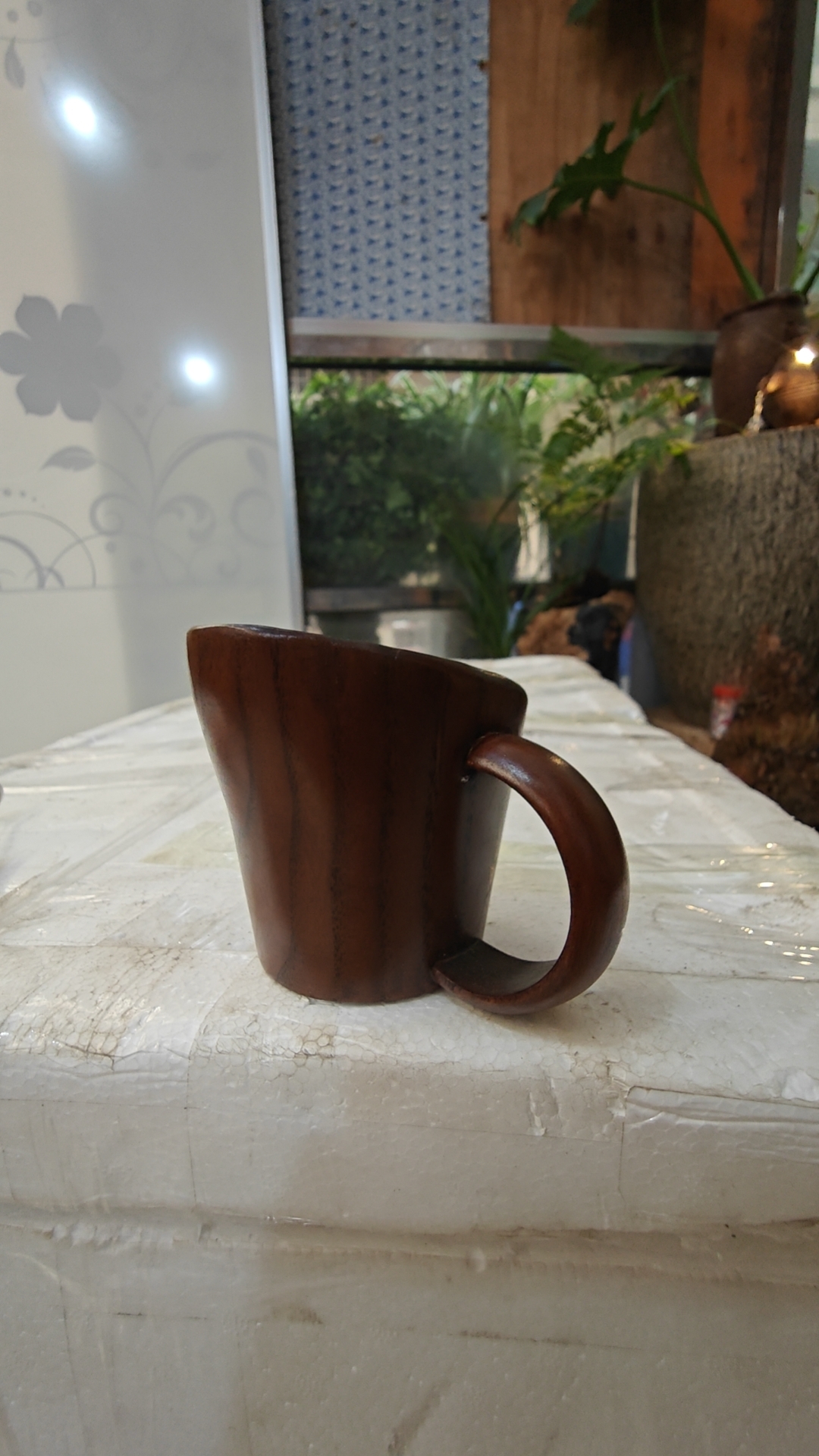 实木复古手工打磨带手柄木质杯子可作咖啡杯水杯