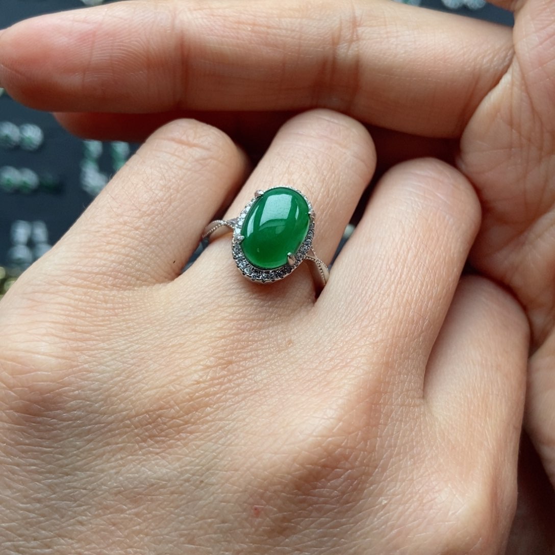 翡翠耳饰银S925镶嵌翡翠首饰