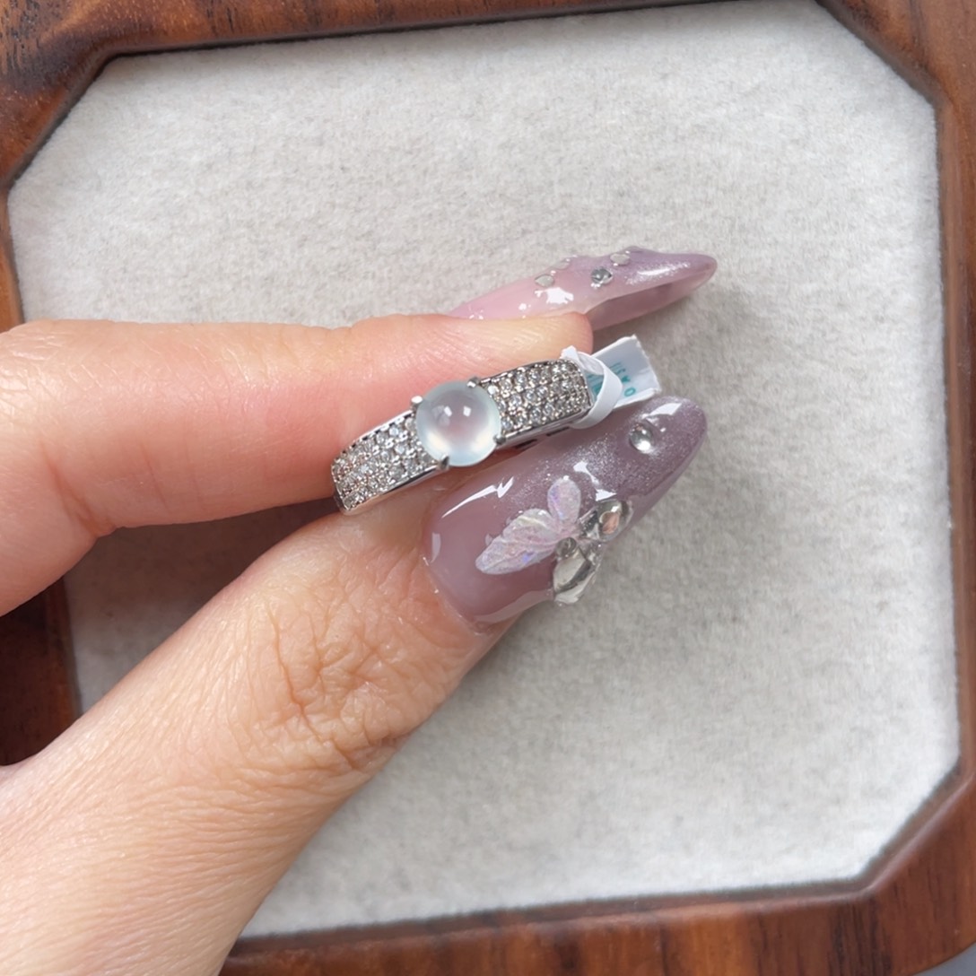 翡翠戒指银S925镶嵌54878