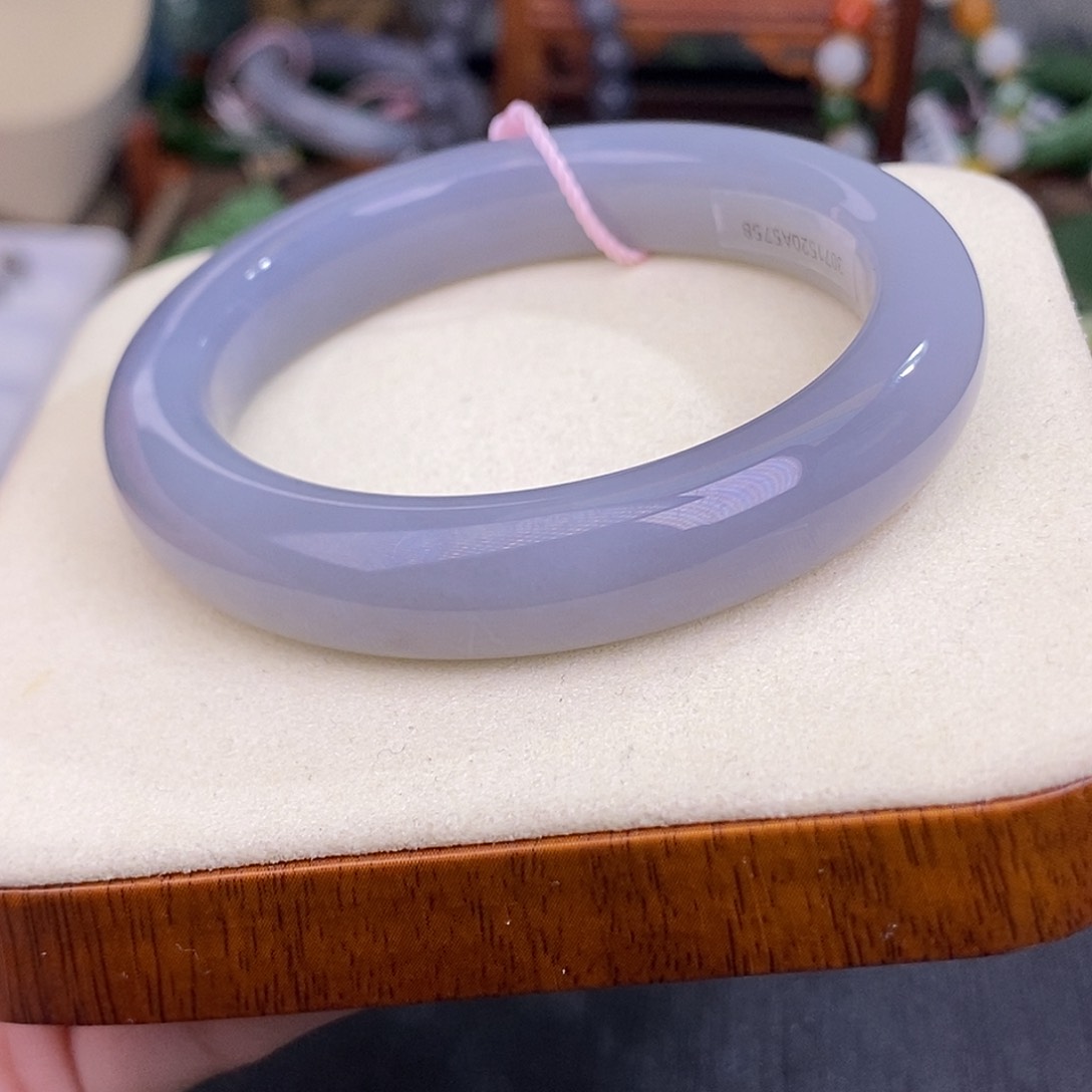 和田玉57.4 烟紫脂膏级老料手镯清货价未镶嵌