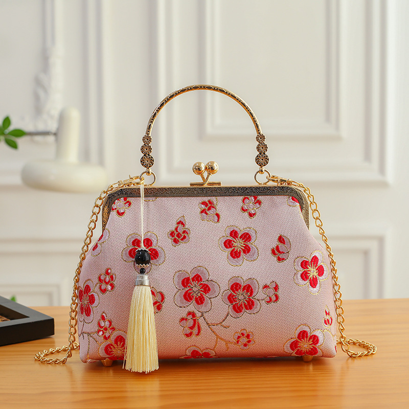 【桃花朵朵】2323手提包夹口包旗袍包中国风斜挎手提包晚宴包手拿包