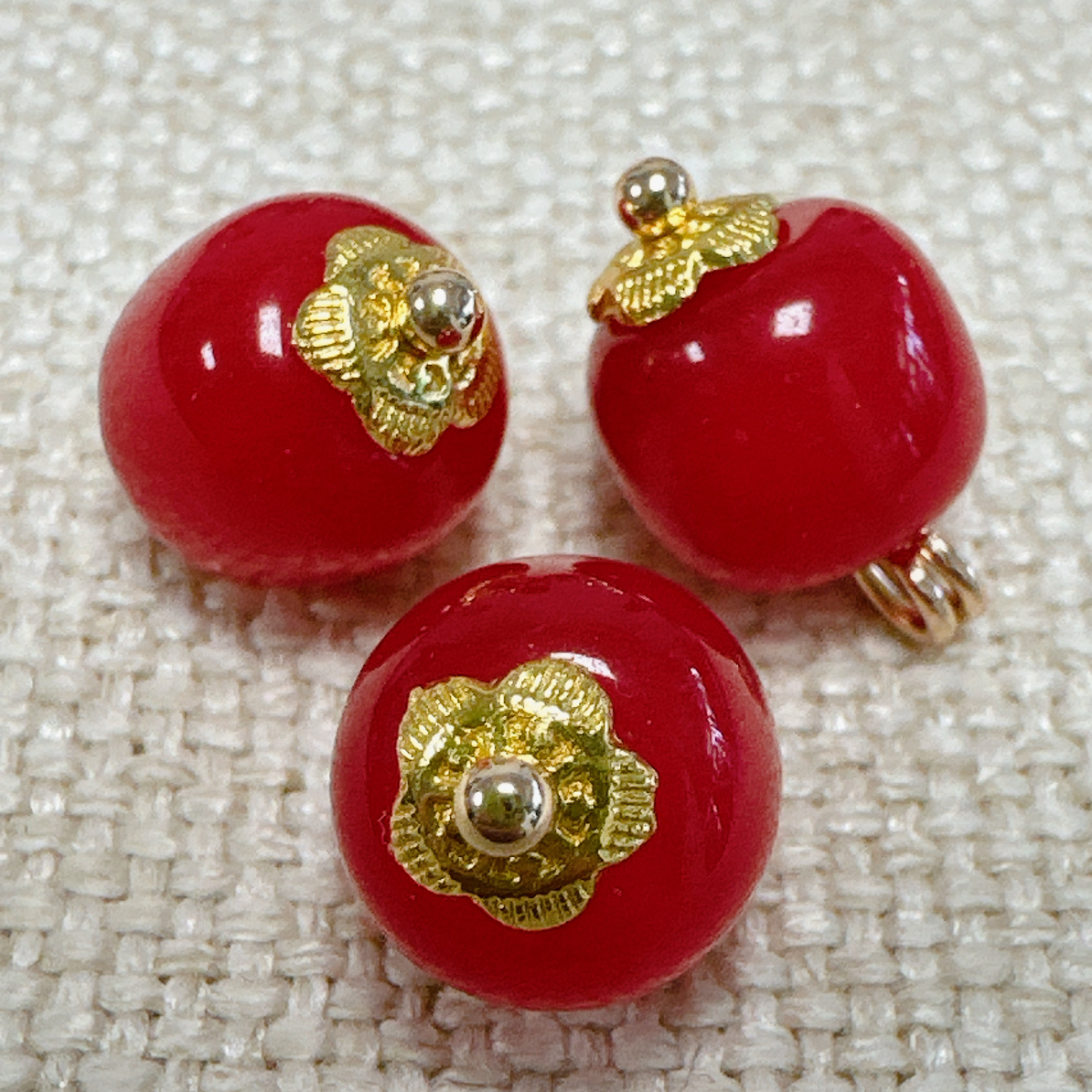 10mm新中式国风红色玉石桶珠扣子旗袍汉服古装香云纱宋锦辅料纽扣