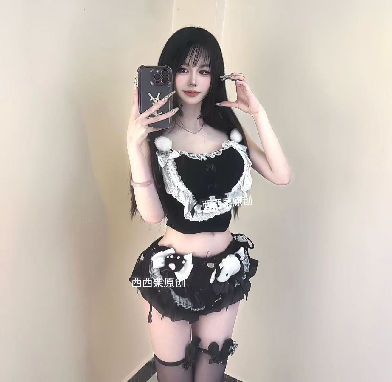 原创西西DD-66手作款夏季韩版可爱性感吊带辣妹甜美超短牛仔裤