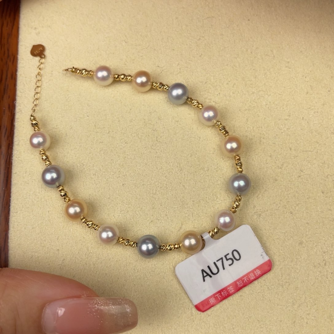 海水珍珠手链18K金镶嵌