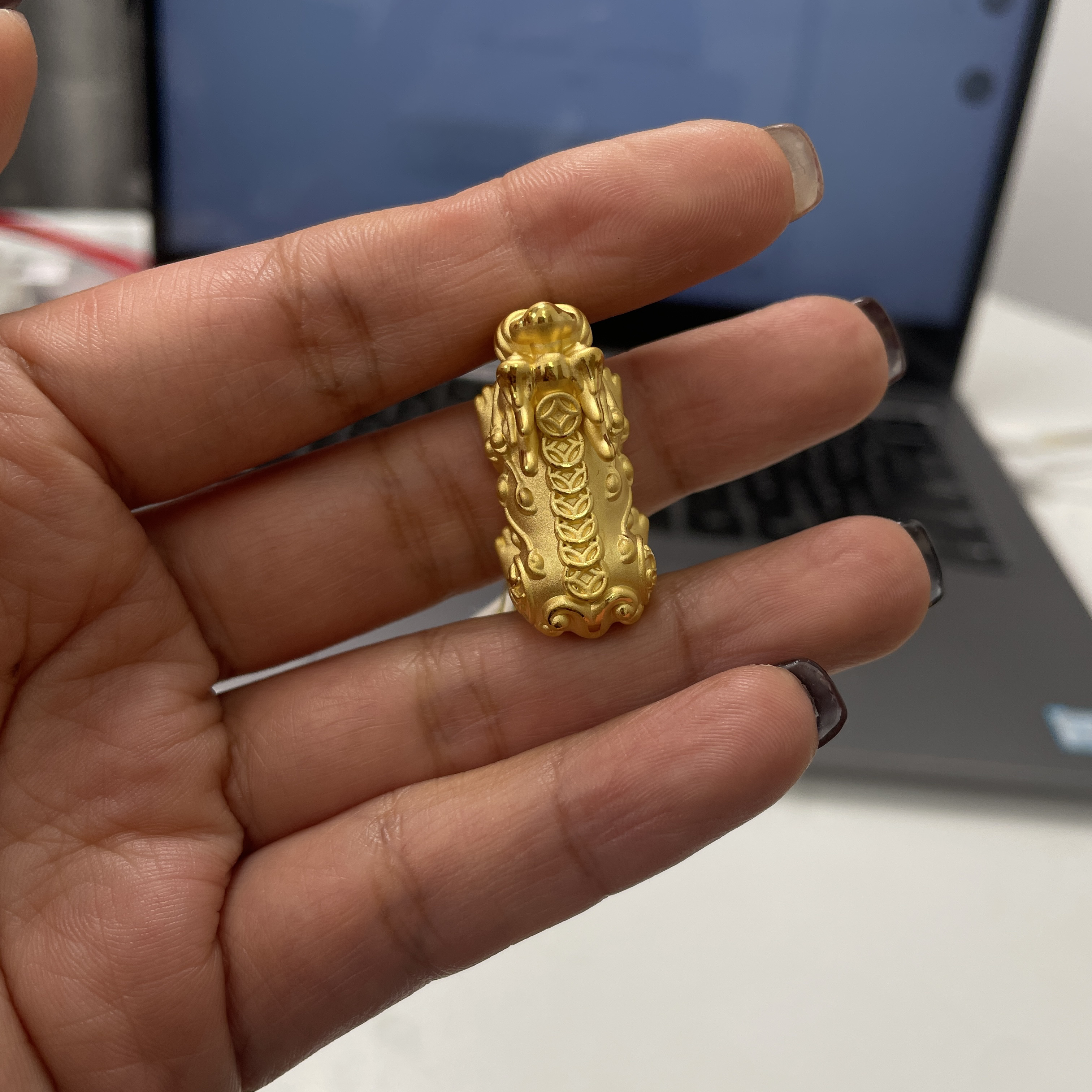 足金发财树貔貅手串