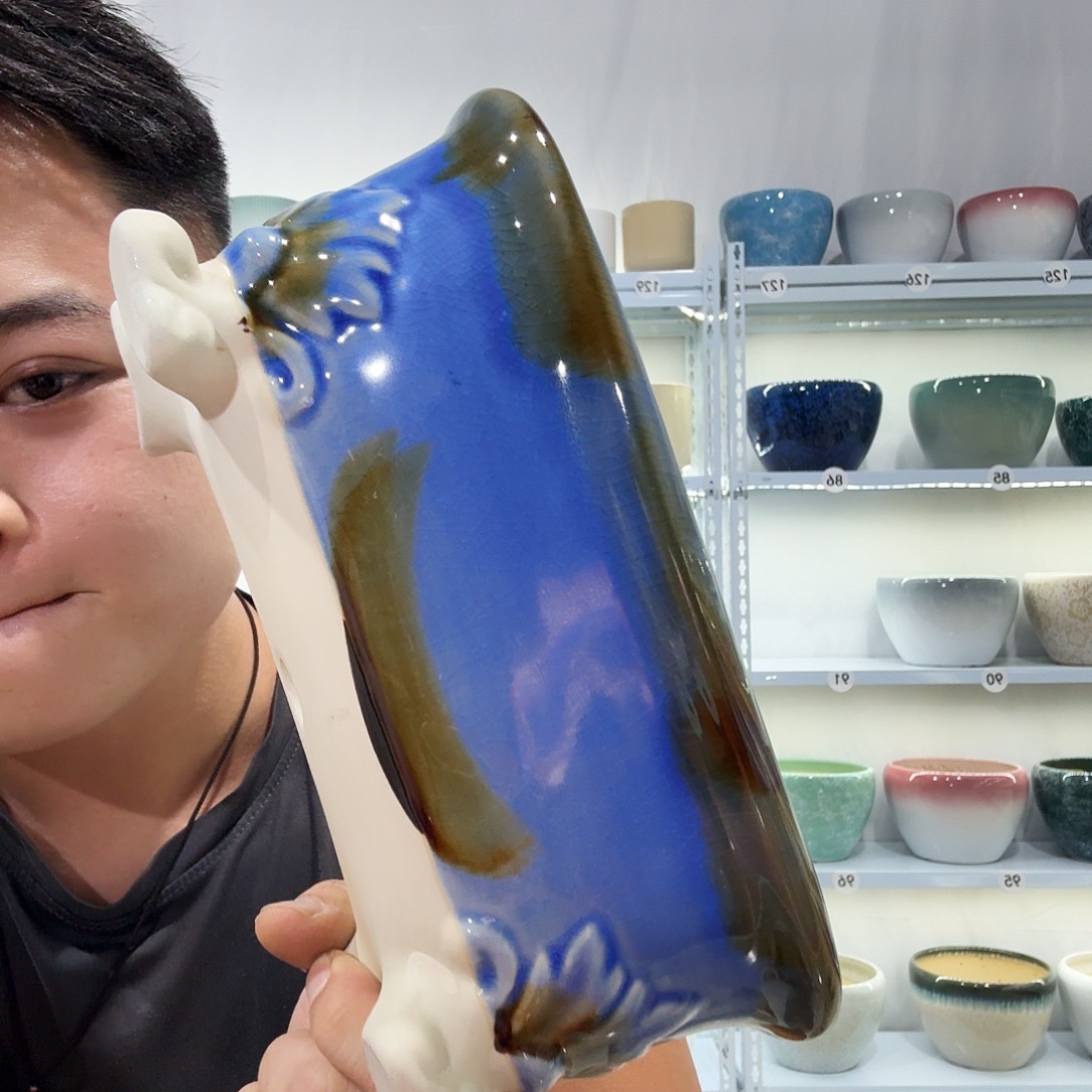 陶瓷花盆盆景马槽口径14长24高度10