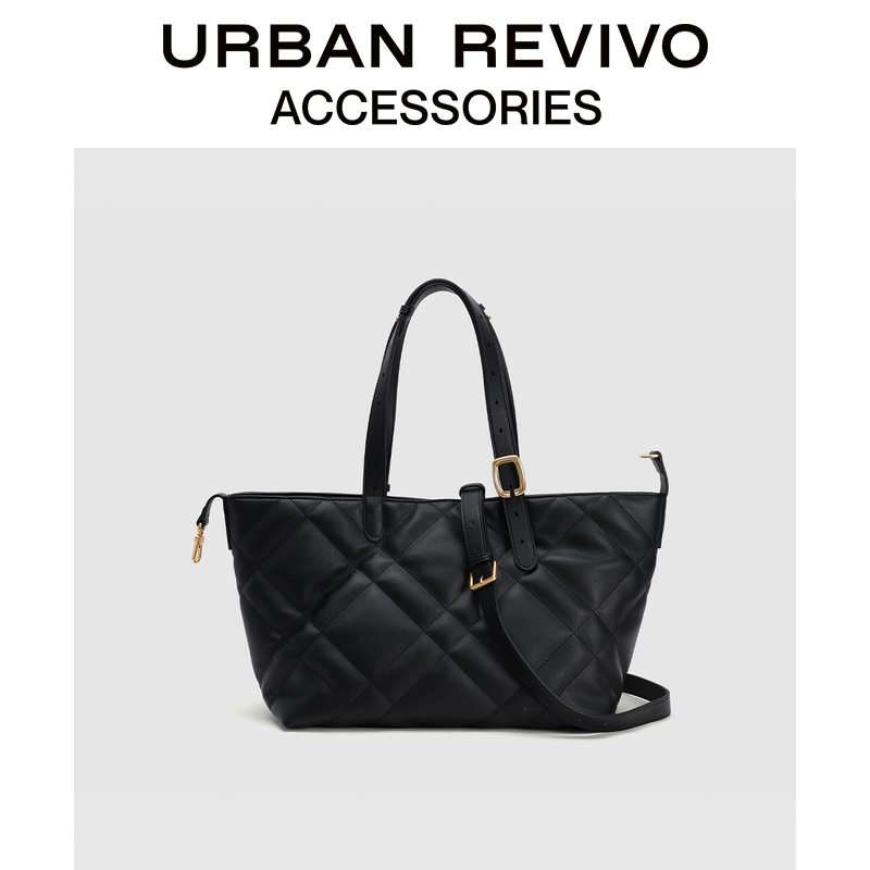 URBAN REVIVO2025秋季新款女士菱格单肩斜挎包UAWB50241+