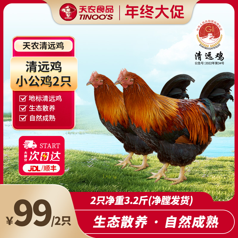 【天农】清远鸡 公鸡2只 单只800g