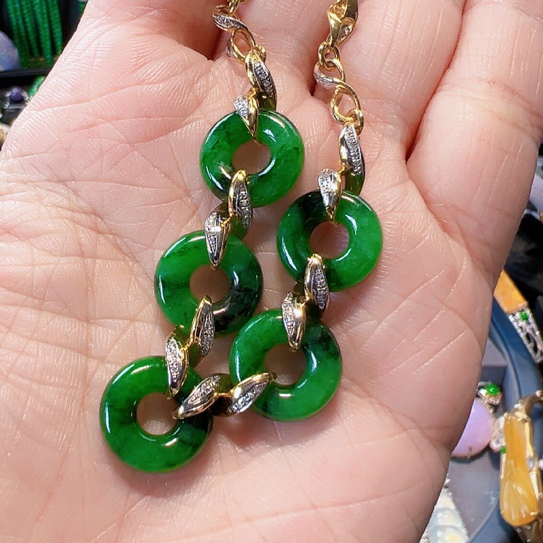 翡翠手链18K金镶嵌签收后24小时鉴赏期