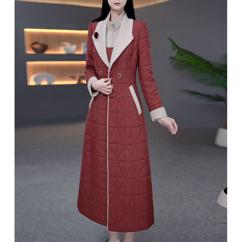 DBF-25B408YR 新款秋冬气质喜婆婆优雅加厚内胆大衣连衣裙M-5XL