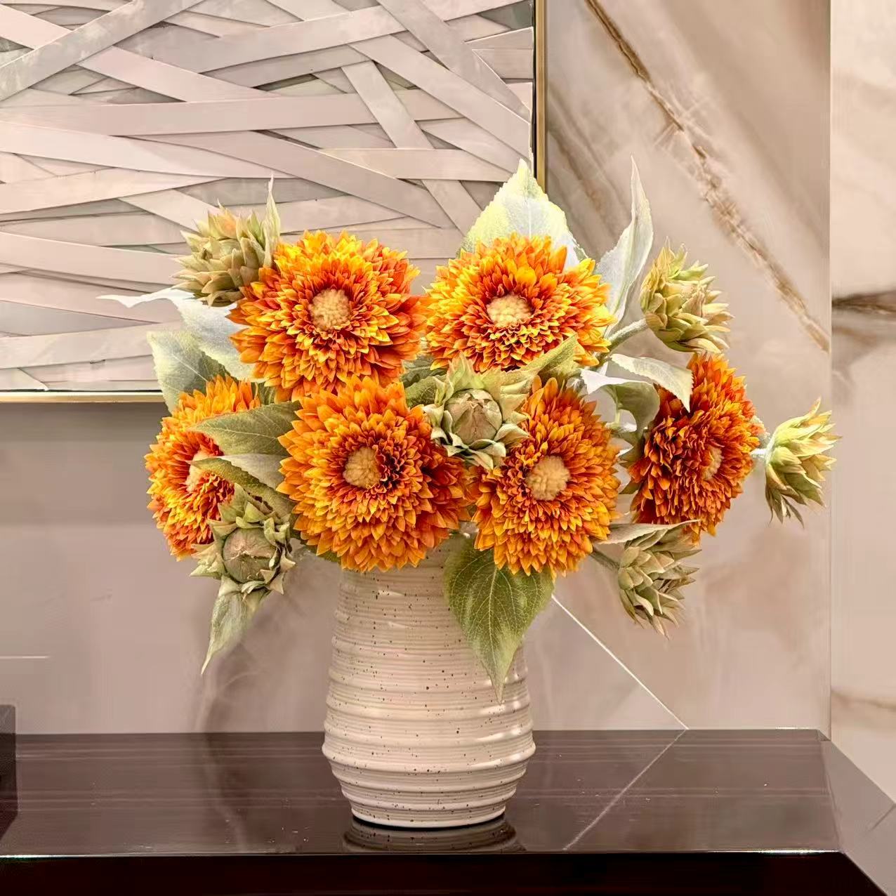 仿真花泰迪向日葵花装饰餐桌花摆件假花摆件仿真花束