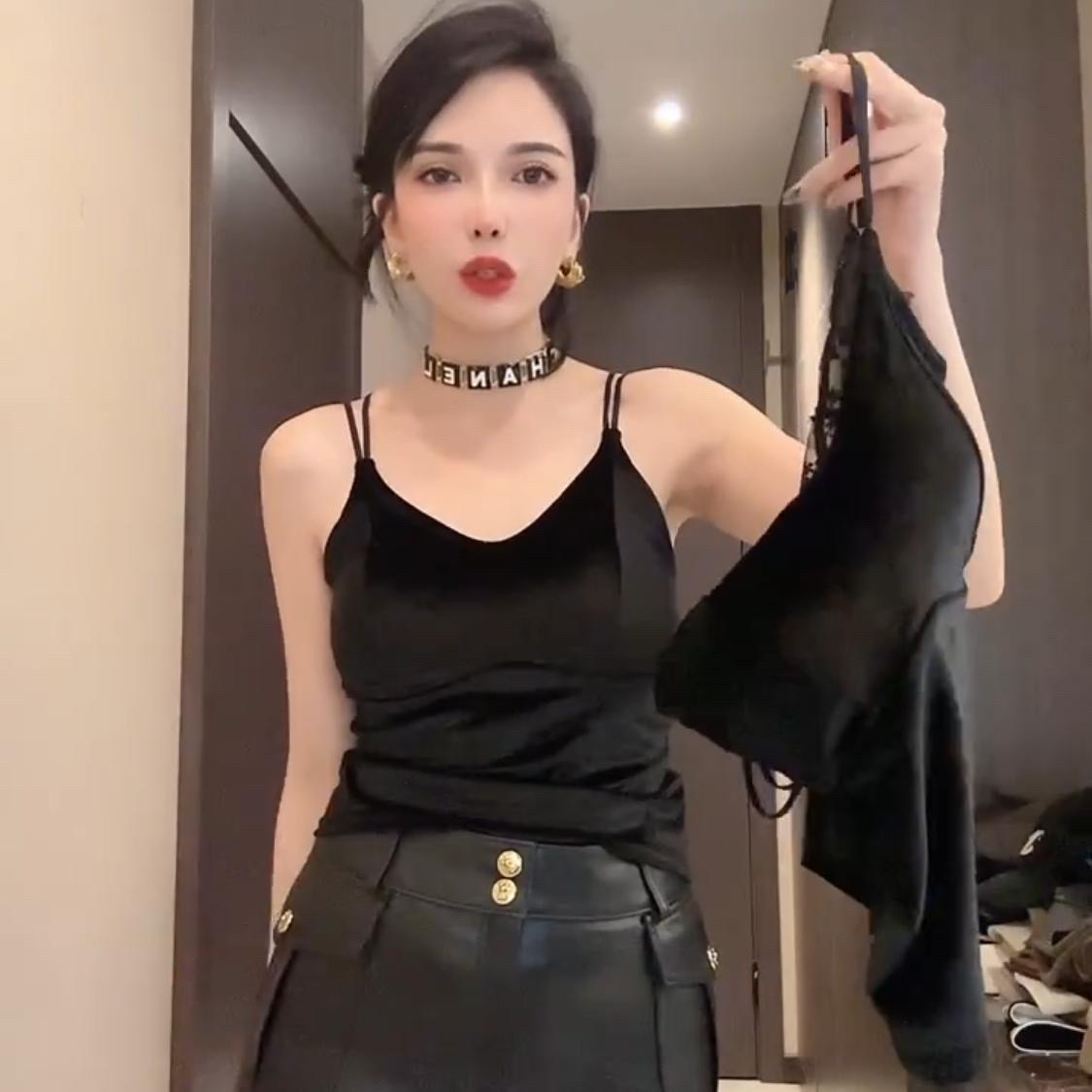 新款性感丝绒蕾丝美背吊带背心内搭打底显瘦内衣