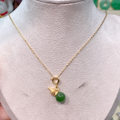 颈饰银S925镶嵌和田玉（碧玉）葫芦