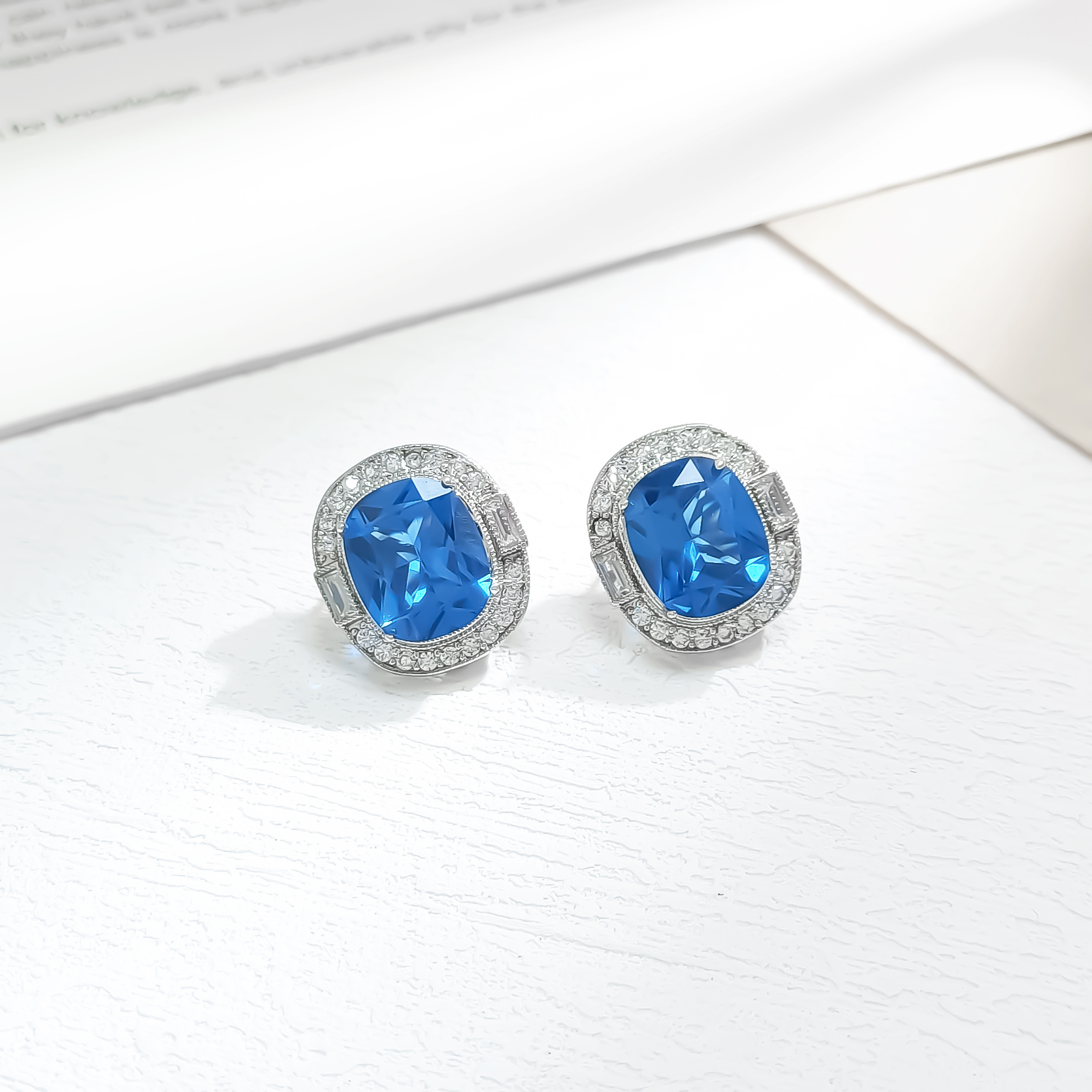 铜合金合成锆石耳饰 VWHG-009663【蓝雾星澜】耳饰百搭简约气质