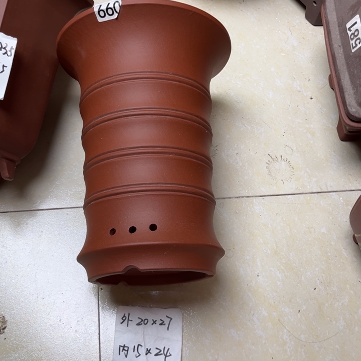 紫砂花盆  微瑕清水大竹节660