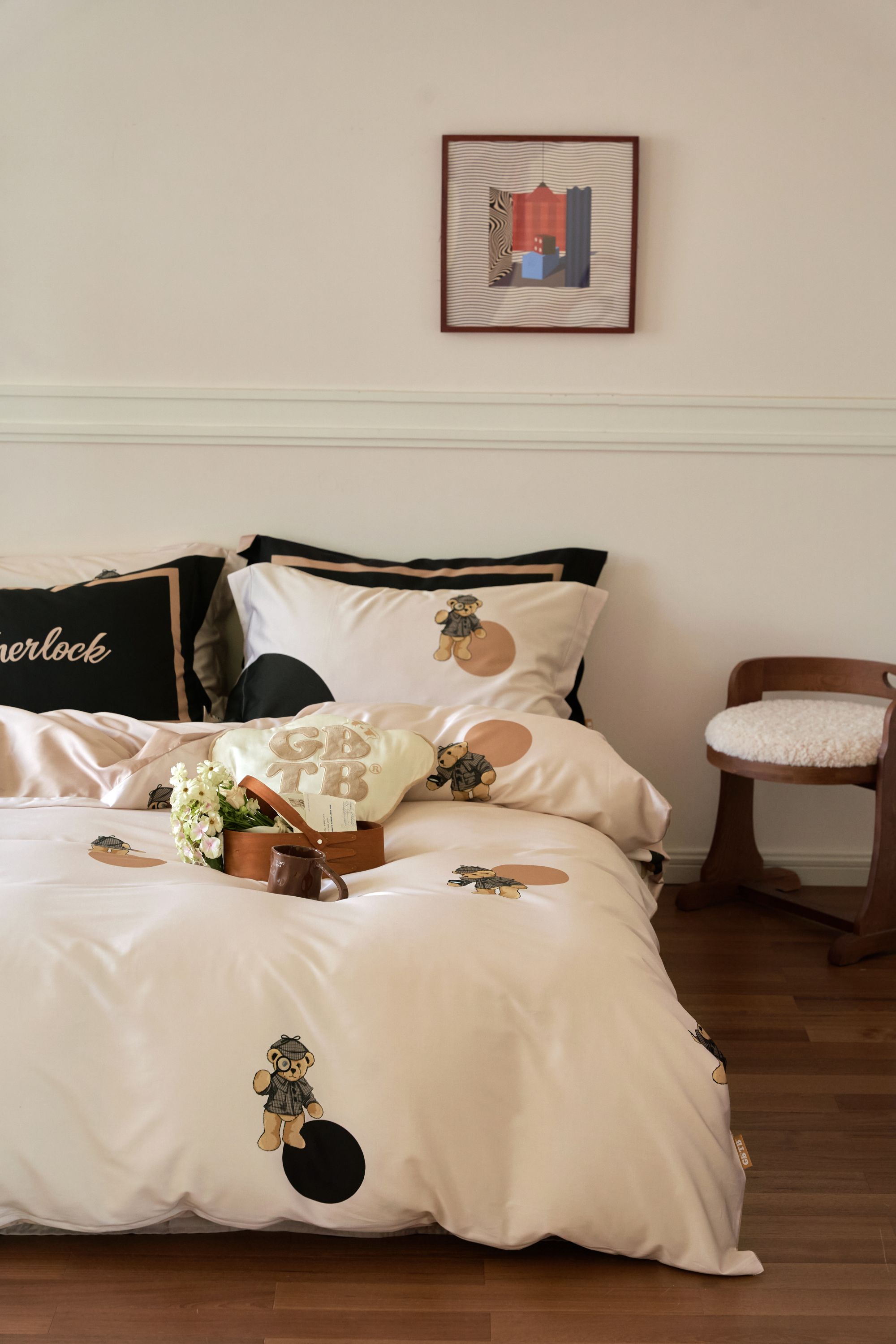 暗影福尔摩斯丨天丝棉GBTB正品英国泰迪熊轻奢丝滑亲肤裸睡四件套