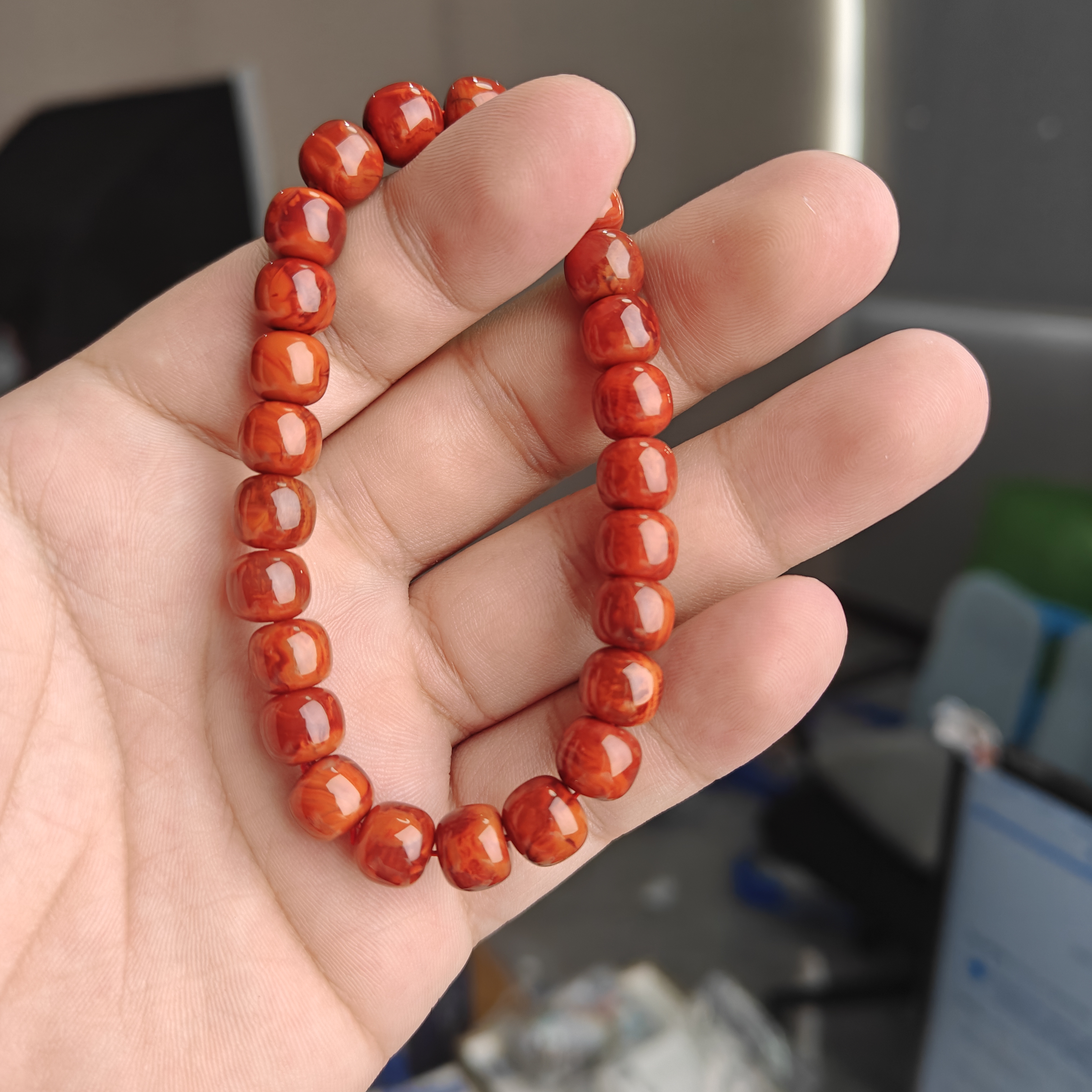 约8-9mm南红玛瑙老型珠单圈