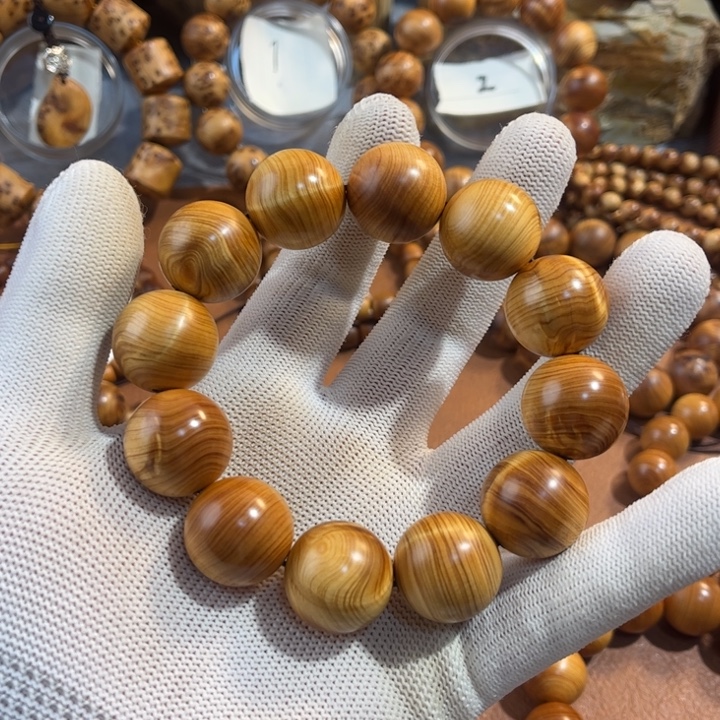 白***6手串/手链柏木微闪20北太行黄金底