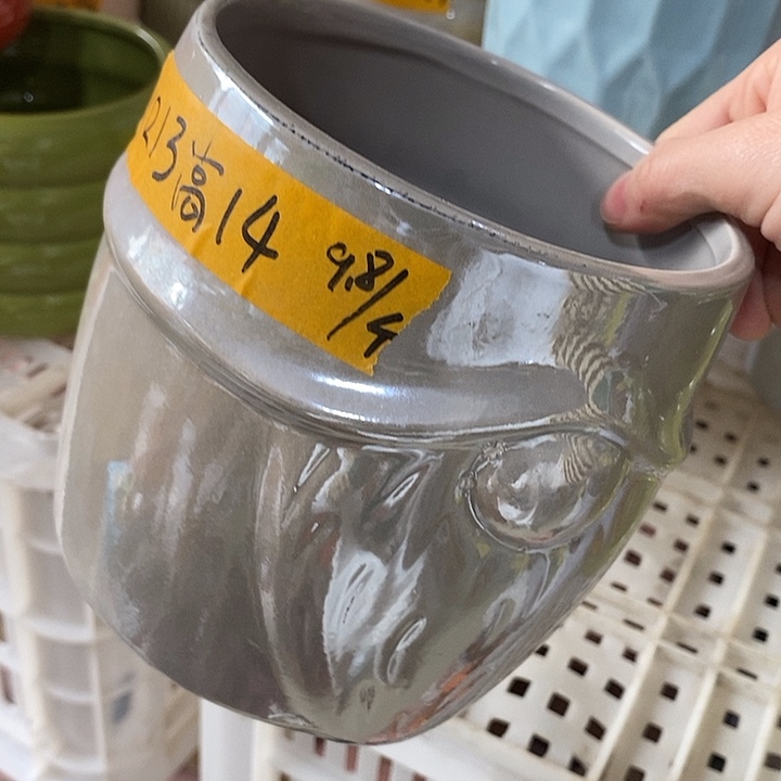 陶盆有孔 瑕疵针孔漏釉介意勿拍外口 13外高14