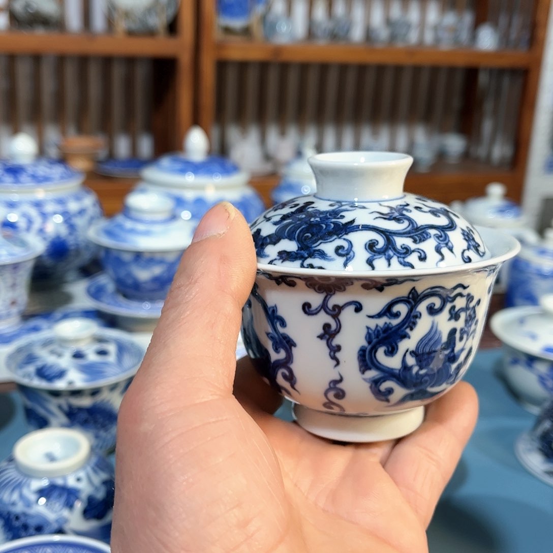 錡镇堂手工手绘绘盖碗