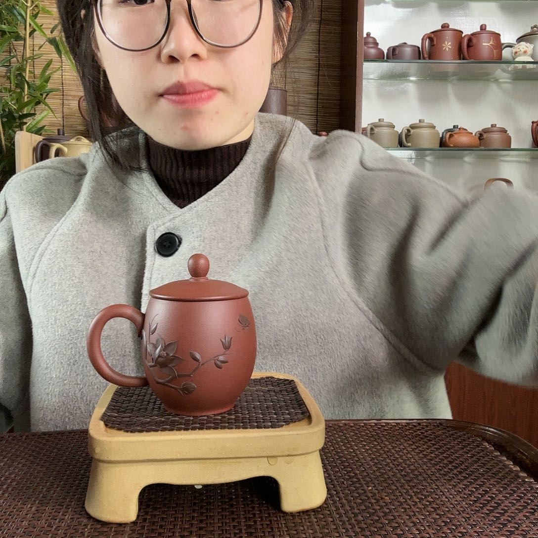 紫砂茶杯徐建明玉兰花小龙蛋办公杯150CC左右