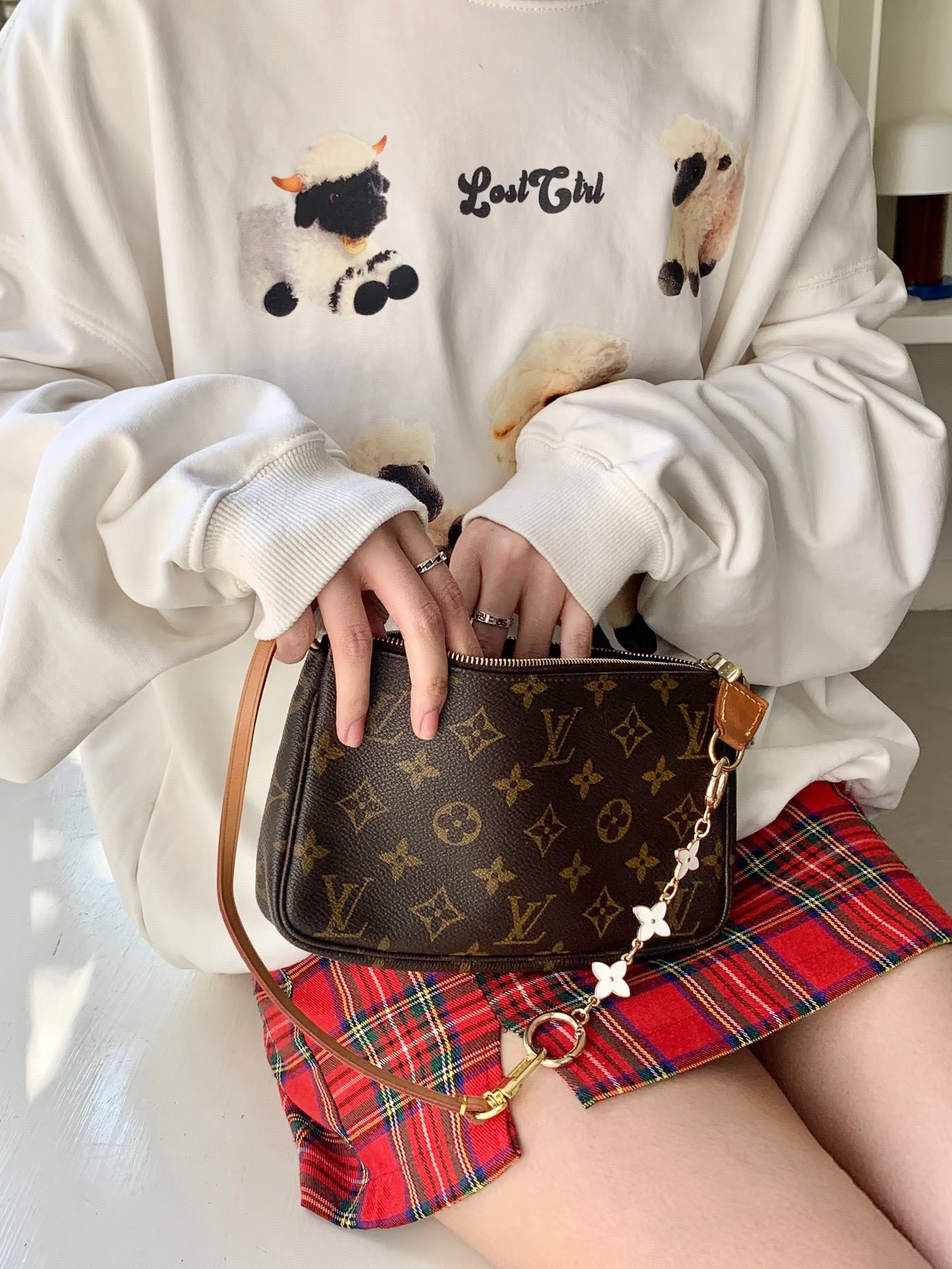 修复品LouisVuitton/路易威登经典老花大麻将包单肩包自达 修复品