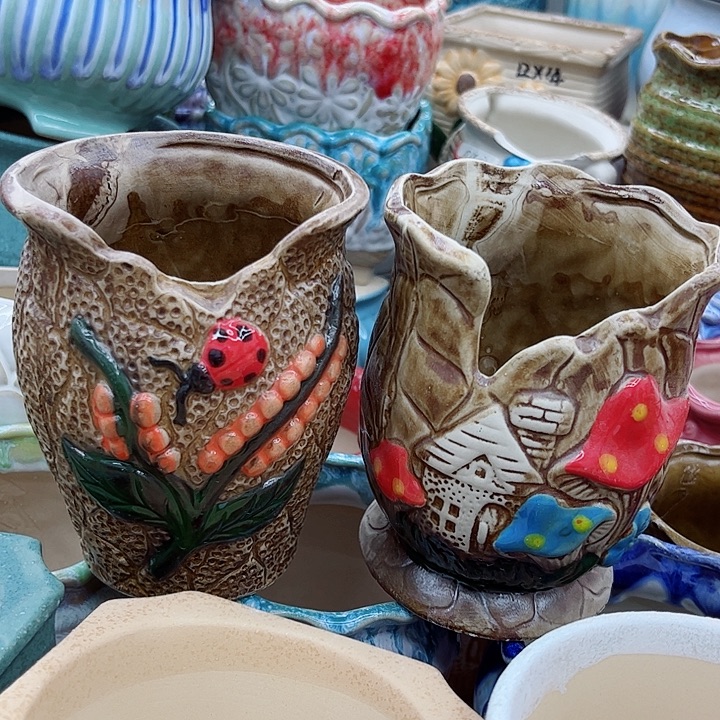 多肉绿植陶瓷花盆9.9包邮，有孔